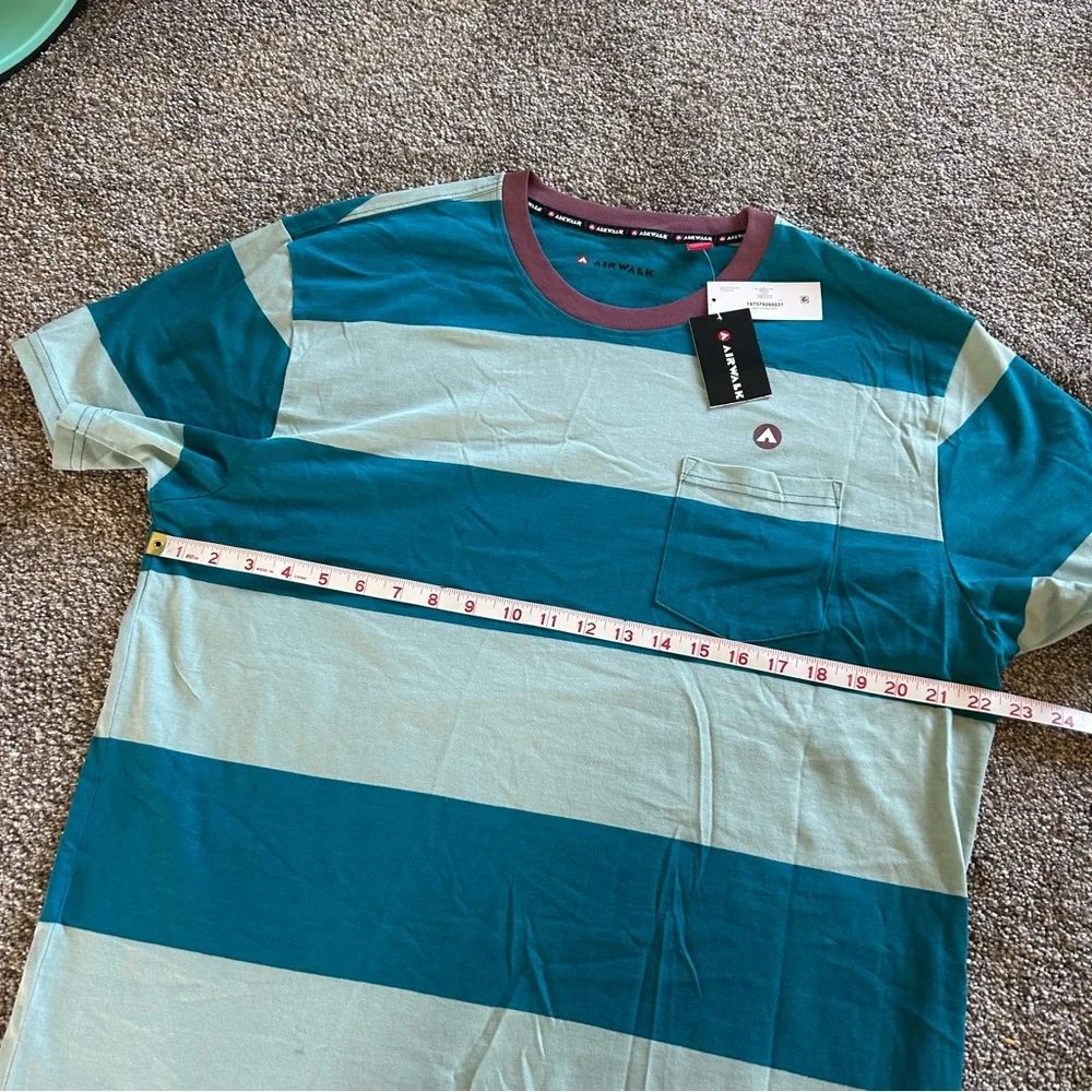 [Airwalk] NWT Teal and Blue Striped Ringer Tee - Picture 8 of 8